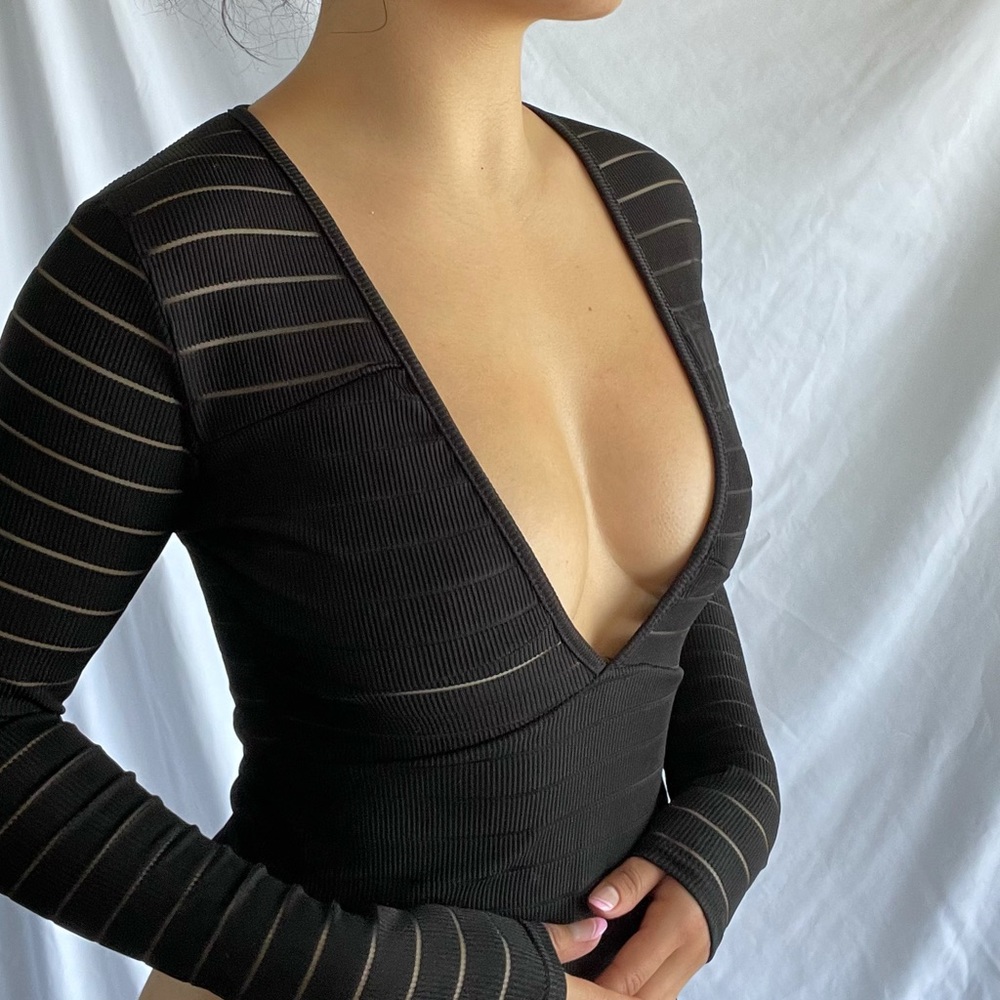 Black mesh bodysuit